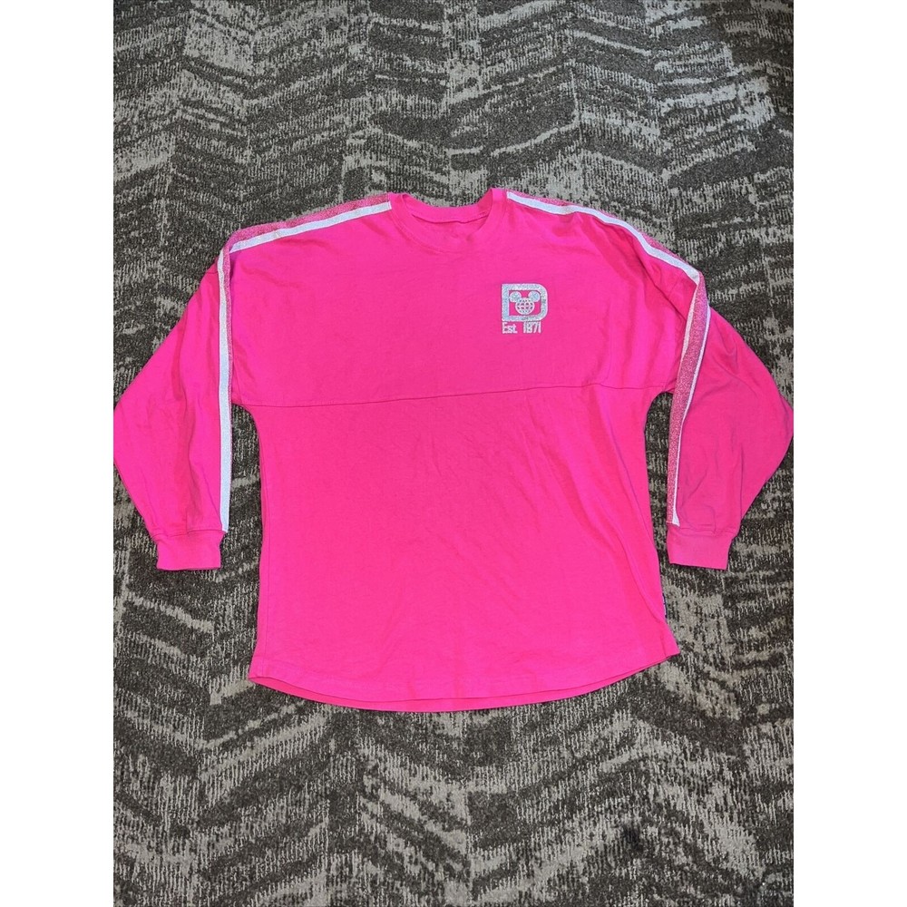 Disney Parks Disney World Spirit Jersey Pink Silver Letter Size Medium Big Spell